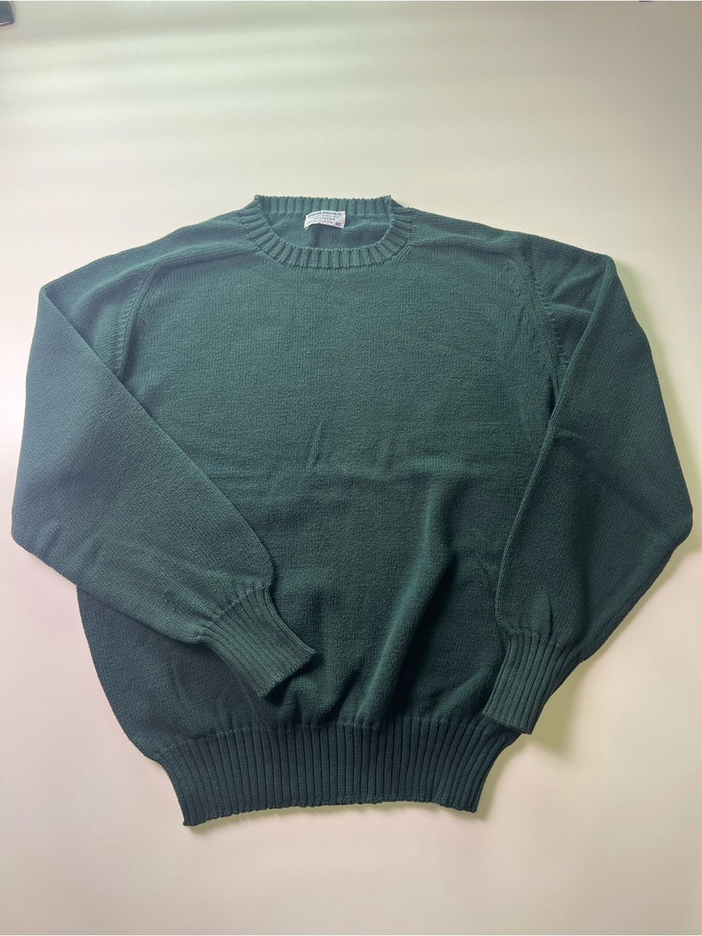 Vintage Brooks Brothers Dark Forest Green Knit Crewneck Sweater - Size Medium